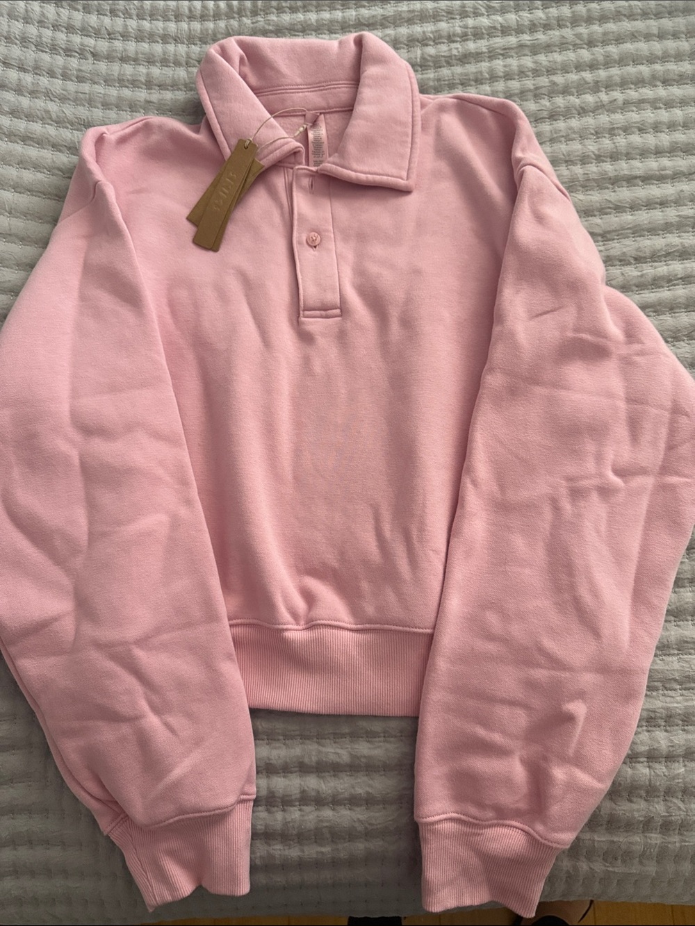 SKIMS Pink Pullover Polo Sweatshirt